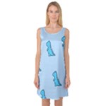 Dinosaur , Cute, Pastel, Sleeveless Satin Nightdress