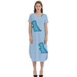 Dinosaur , Cute, Pastel, T-Shirt Midi Dress With Pockets