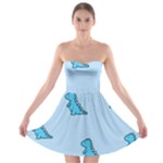 Dinosaur , Cute, Pastel, Strapless Bra Top Dress