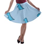 Dinosaur , Cute, Pastel, A-line Skater Skirt