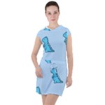 Dinosaur , Cute, Pastel, Drawstring Hooded Dress