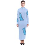 Dinosaur , Cute, Pastel, Turtleneck Maxi Dress