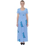 Dinosaur , Cute, Pastel, High Waist Short Sleeve Maxi Dress