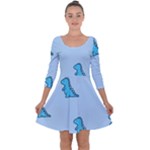 Dinosaur , Cute, Pastel, Quarter Sleeve Skater Dress