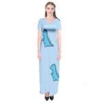 Dinosaur , Cute, Pastel, Short Sleeve Maxi Dress