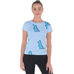 Dinosaur , Cute, Pastel, Short Sleeve Sports Top 