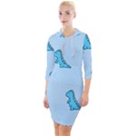 Dinosaur , Cute, Pastel, Quarter Sleeve Hood Bodycon Dress