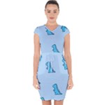 Dinosaur , Cute, Pastel, Capsleeve Drawstring Dress 