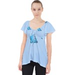 Dinosaur , Cute, Pastel, Lace Front Dolly Top