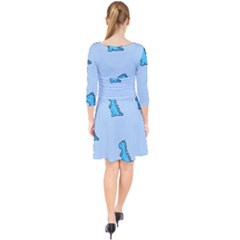 Quarter Sleeve Front Wrap Dress 