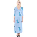 Dinosaur , Cute, Pastel, Quarter Sleeve Wrap Maxi Dress