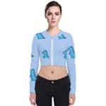 Dinosaur , Cute, Pastel, Long Sleeve Zip Up Bomber Jacket