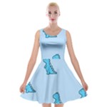 Dinosaur , Cute, Pastel, Velvet Skater Dress