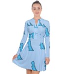 Dinosaur , Cute, Pastel, Long Sleeve Panel Dress