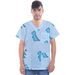 Dinosaur , Cute, Pastel, Men s V-Neck Scrub Top