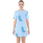 Dinosaur , Cute, Pastel, Sixties Short Sleeve Mini Dress