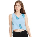 Dinosaur , Cute, Pastel, V-Neck Cropped Tank Top