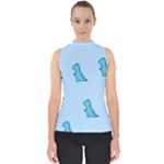 Dinosaur , Cute, Pastel, Mock Neck Shell Top