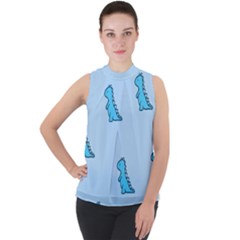 Mock Neck Chiffon Sleeveless Top 