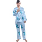 Dinosaur , Cute, Pastel, Men s Long Sleeve Satin Pajamas Set