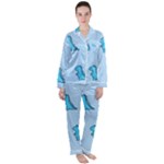 Dinosaur , Cute, Pastel, Women s Long Sleeve Satin Pajamas Set	