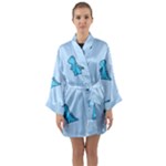 Dinosaur , Cute, Pastel, Long Sleeve Satin Kimono