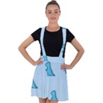 Dinosaur , Cute, Pastel, Velvet Suspender Skater Skirt