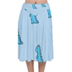 Dinosaur , Cute, Pastel, Velvet Flared Midi Skirt