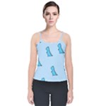 Dinosaur , Cute, Pastel, Velvet Spaghetti Strap Top