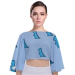 Dinosaur , Cute, Pastel, Tie Back Butterfly Sleeve Chiffon Top