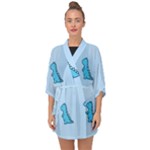 Dinosaur , Cute, Pastel, Half Sleeve Chiffon Kimono