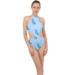 Dinosaur , Cute, Pastel, Halter Side Cut Swimsuit