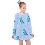 Dinosaur , Cute, Pastel, Kids  Long Sleeve Dress