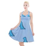 Dinosaur , Cute, Pastel, Halter Party Swing Dress 