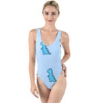 Dinosaur , Cute, Pastel, High Leg Strappy Swimsuit