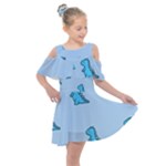 Dinosaur , Cute, Pastel, Kids  Shoulder Cutout Chiffon Dress