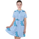 Dinosaur , Cute, Pastel, Short Sleeve Shoulder Cut Out Dress 