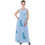 Dinosaur , Cute, Pastel, Empire Waist Velour Maxi Dress