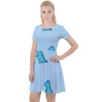 Dinosaur , Cute, Pastel, Cap Sleeve Velour Dress 