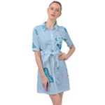 Dinosaur , Cute, Pastel, Belted Shirt Dress