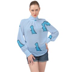 High Neck Long Sleeve Chiffon Top 