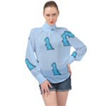 Dinosaur , Cute, Pastel, High Neck Long Sleeve Chiffon Top