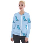 Dinosaur , Cute, Pastel, Velvet Zip Up Jacket