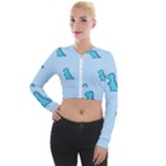 Dinosaur , Cute, Pastel, Long Sleeve Cropped Velvet Jacket