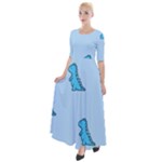 Dinosaur , Cute, Pastel, Half Sleeves Maxi Dress