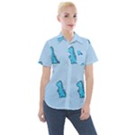 Dinosaur , Cute, Pastel, Women s Short Sleeve Pocket Shirt