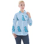 Dinosaur , Cute, Pastel, Women s Long Sleeve Pocket Shirt