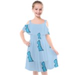 Dinosaur , Cute, Pastel, Kids  Cut Out Shoulders Chiffon Dress