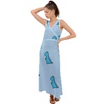 Dinosaur , Cute, Pastel, V-Neck Chiffon Maxi Dress