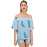 Dinosaur , Cute, Pastel, Off Shoulder Short Sleeve Top